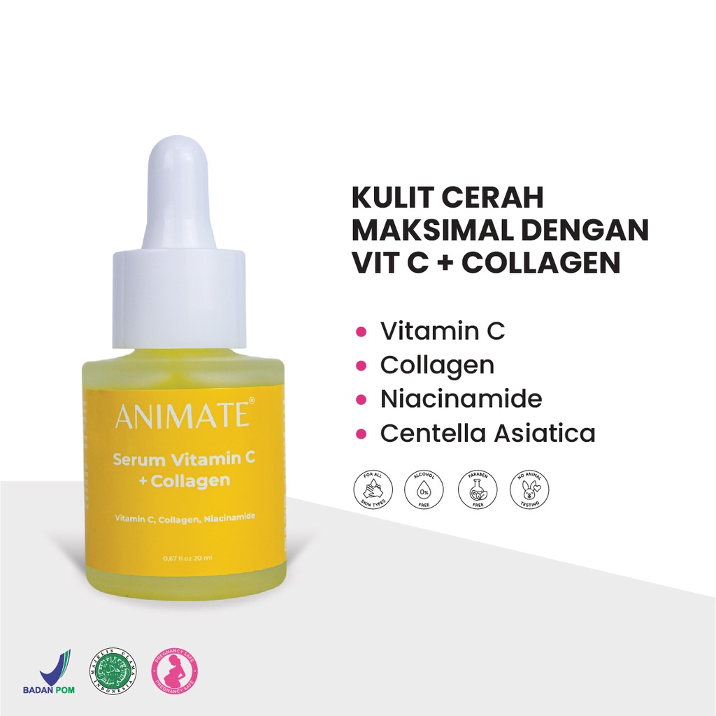 Animate Vitamin C + Collagen Serum, Serum Lokal untuk Kulit Lebih Cerah dan Kenyal